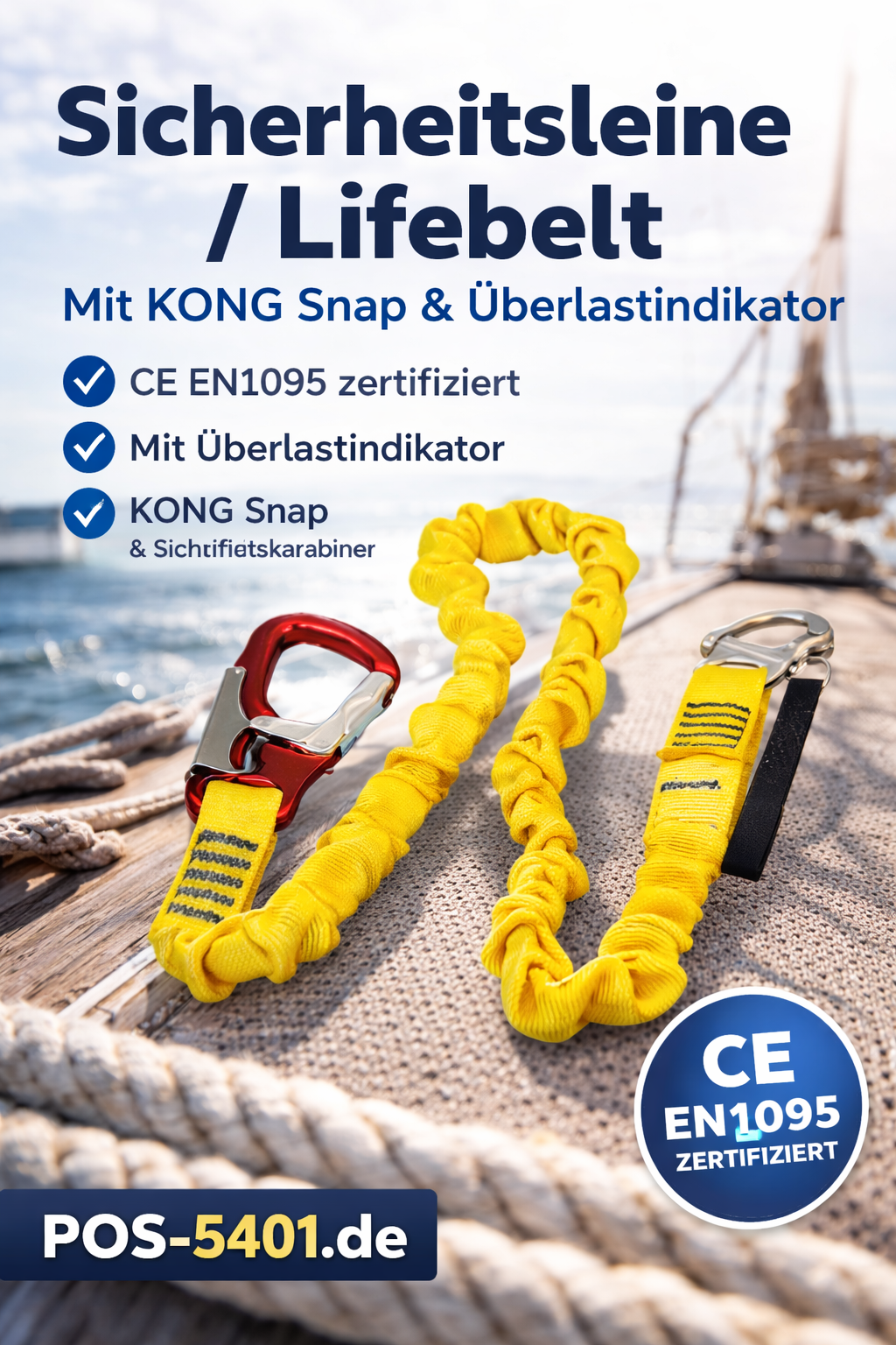 Sicherheitsleine / Lifebelt mit KONG Snap – mit Überlastindikator