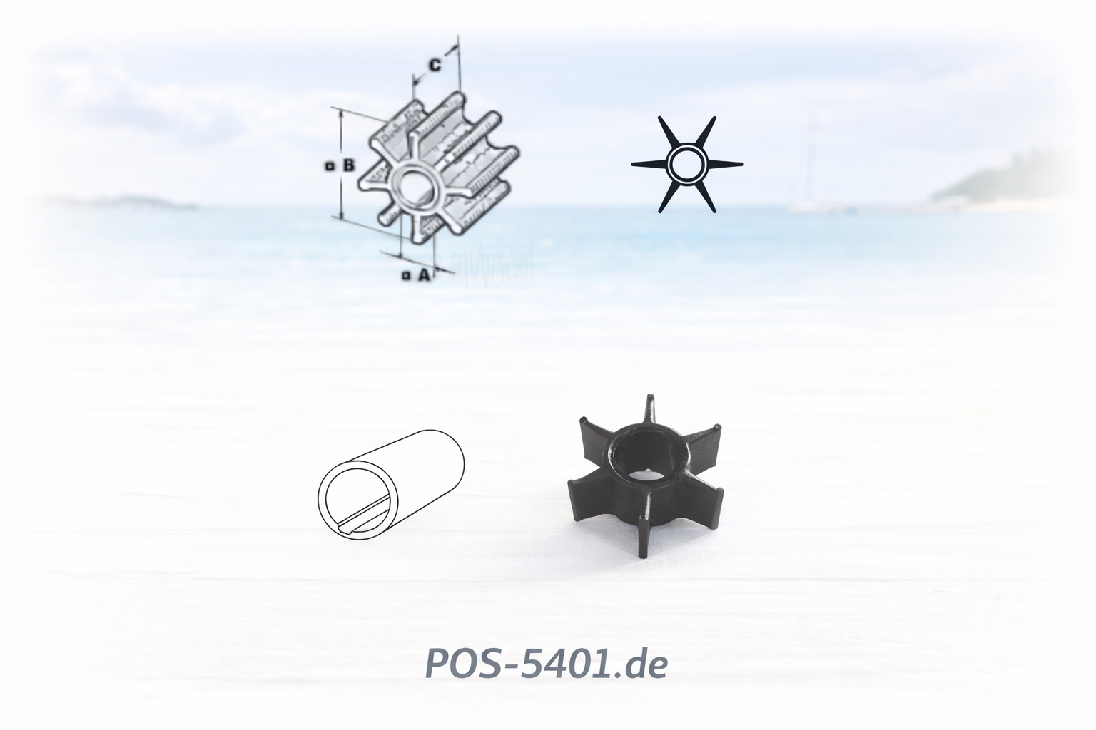 Impeller Tohatsu OE:3C8-65021-2, 3C8-65021-2M, allpa#500379