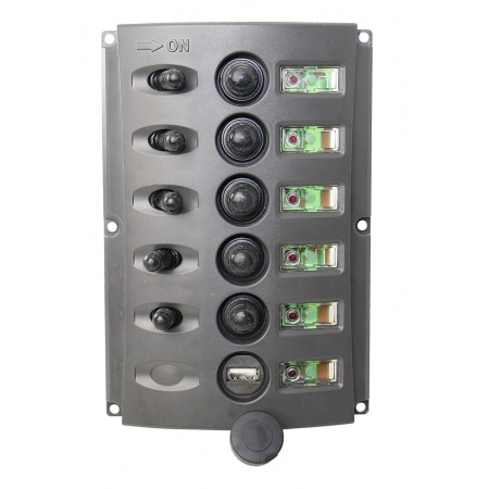 Schalterpaneel, 5-fach + USB, Nylon