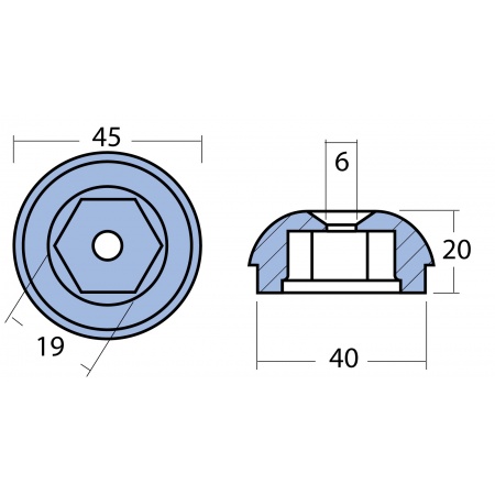 Anoden - Propelleranode Sleipner SP555,75T SE60/1855,80/185T, Mg – Bild 2