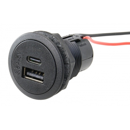 USB Ladebuchsen - Einbau - USB A-C Ladebuchsen rund – Bild 2